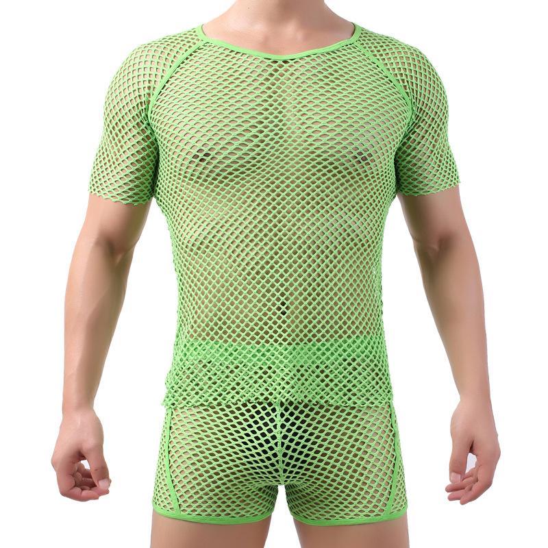 Sultry Men Breathable Fishnet T-shirt